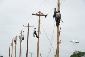 Linemen compete during the 2025 Indiana Electric Cooperative Lineman Rodeo.